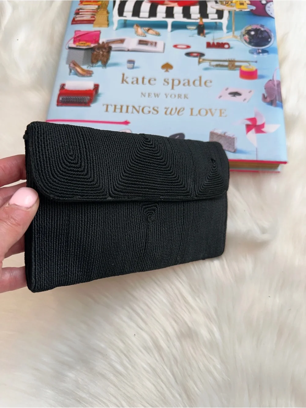 Givenchy Vintage Black Textured Fabric Clutch Wristlet